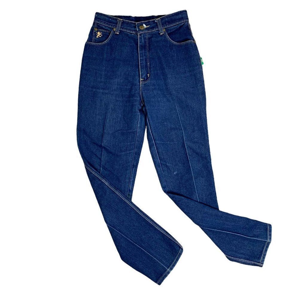 Vintage Braxton High Waist Denim Jeans 24 Blue Dark Wash Tapered Leg Stretch
